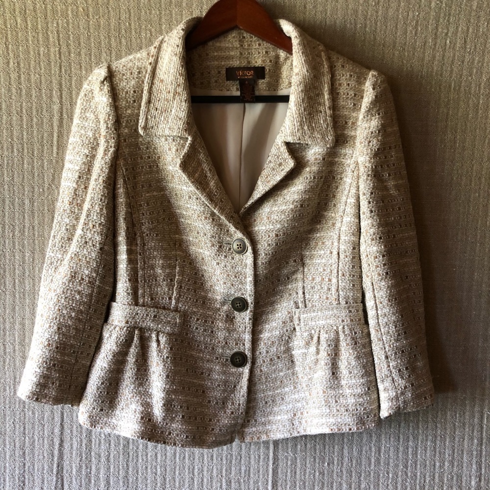 Victor Alfaro Heather Tweed Blazer Size 4